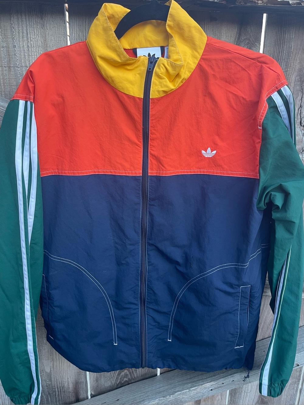 adidas Originals Summer Basketball Windbreaker Blue Orange Green Colorblock S
